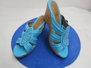 NUEVAS SANDALIAS JACLYN SMITH MODA CUÑA DE CORCHO ANZIO VERANO GEMAS EMBELLECIDAS TALLA 9 - Imagen 1 de 4