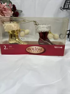Holiday Living Santa Glass Blown Ice Skates - Picture 1 of 14