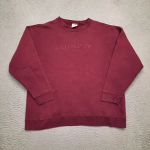 DE COLECCIÓN Guess Jeans Sudadera Mujer Pequeña Granate Cuello Redondo Hecha en EE. UU. Y2K 90s - Imagen 1 de 6