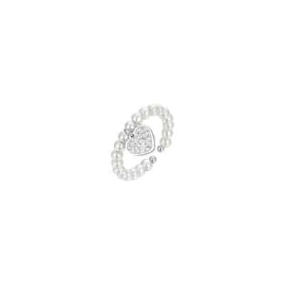 Anello Donna Luca Barra ANK527 Con Perline Bianche E Pendente Cuore - Immagine 1 di 3