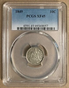1849 PCGS XF45 Liberty Seated Dime 10c - Picture 1 of 2
