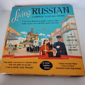 Living RUSSIAN A Complete Language Course 4 LP w/ Conversation Manual Vintage - Picture 1 of 14