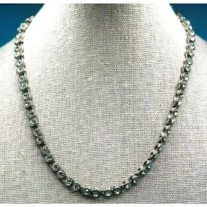 Vintage Silber/Platin Ton Klarglas Einsätze Halsband Halskette - Bild 1 von 5