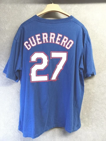 Texas Rangers Shirt Adult XLarge XL Blue Majestic Guerrero MLB Baseball Mens Cover