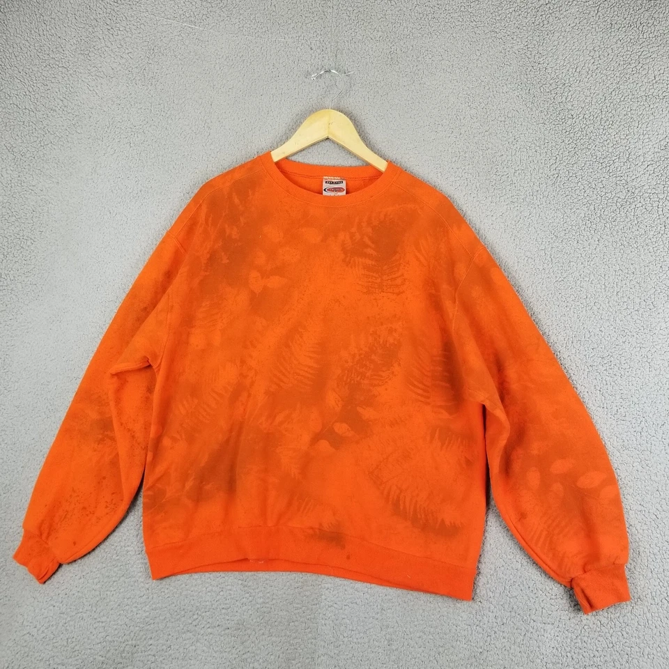Vintage Hunting Sweatshirt Men Large Orange Custom Leaf's Jerzees Crewneck - Image 1 of 4