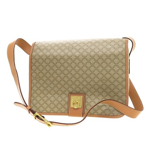 Borsa a tracolla Celine Macadam tela tracolla donna beige autentica