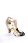 Chanel Women's Open Toe Strappy Ankle Buckle Block Heels Sandals Beige Size 7