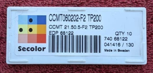 10er Pack neue SECO Carboloy CCMT060202-F2 TP200 Dreheinsätze EDP 68122 - Bild 1 von 2