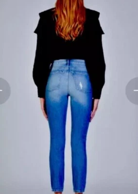 Pantalones de mezclilla Black Orchid Los Angeles Joan rectos cintura alta desgastados lavado medio 26 Foto 1 de 4