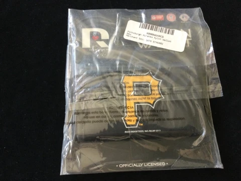 MLB Pittsburg Pirates Nylon Wallet Baseball Logo Trifold Black NEW Cover