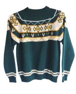 Vintage 80's JC Penney Sweater Women's Size XL Green Geometric 100% Acrylic - Picture 1 of 16