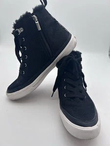 Roxy Ivan hohe Damen-Sneaker Kunstfell zum Binden & Reißverschluss Größe 10 schwarz - Bild 1 von 7