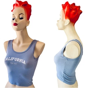 Obsessive Love CALIFORNIA WEST COAST Cropped Ribbed TANK TOP Size Medium - Picture 1 of 8
