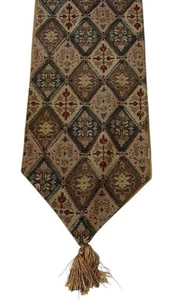 Tapiz vintage corredor de mesa diamante floral borde con cuentas 70x14 borla extremos otoño - Imagen 1 de 7