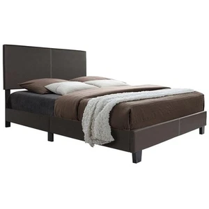 Better Home Products Nora 78 x 88" Faux Leather King Panel Bed in Tobacco - Picture 1 of 8