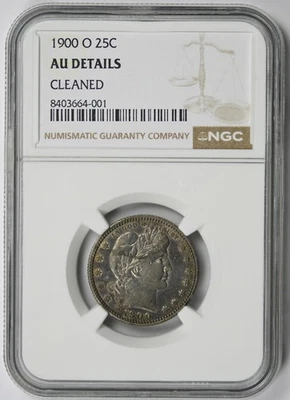 1900-O Barber Quarter Silver 25C AU Details Cleaned NGC - Image 1 of 4