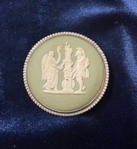 Vintage Sterling Silver Mount Jasperware Wedgwood Cameo Brooch Hallmarked - Picture 1 of 5