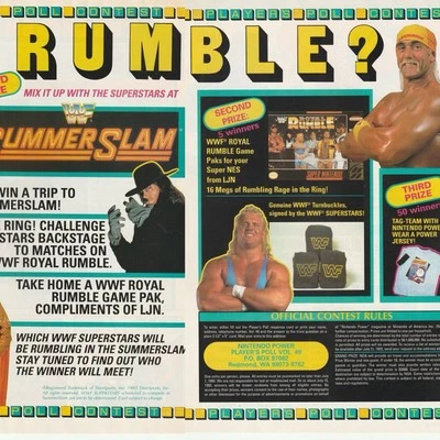 Vintage 1993 WWF Summer Slam Original 2-Pg Contest Print Ad Promo 42x28cm NIN 49 - Image 1 of 4
