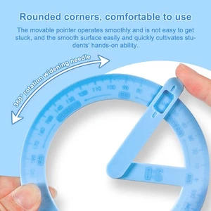 1PC 360 Degree Activity Protractor Student Angle Reader Teaching Aids - Afbeelding 1 van 15