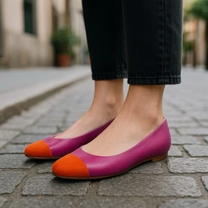 J. Ballerine Crew Cece Colorblock in pelle nuove senza scatola Bright Dalia Made in Italy 8 - Foto 1 di 10