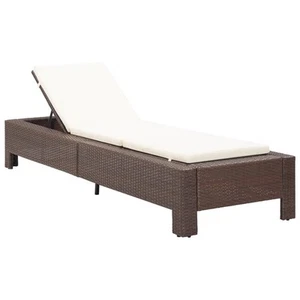 Patio Lounge Chair Outdoor Sunlounger Sunbed with Cushion Poly Rattan vidaXL - Picture 1 of 37