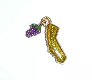 California Grape Wine Charm - Metall Charm für Armband 1/2" x 1" Trauben Wein - Bild 1 von 6