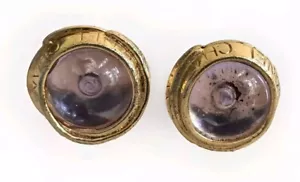 CHANEL CC Round Button Earrings Clip-On 96P Gripoix France Wrapped Logo - Bild 1 von 16