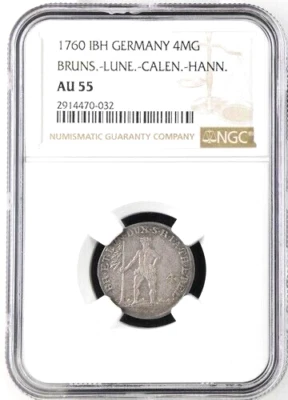 1760 German States Brunswick Luneburg Calenberg Hannover 4 Mariengroschen NGC 55 - Image 1 of 2