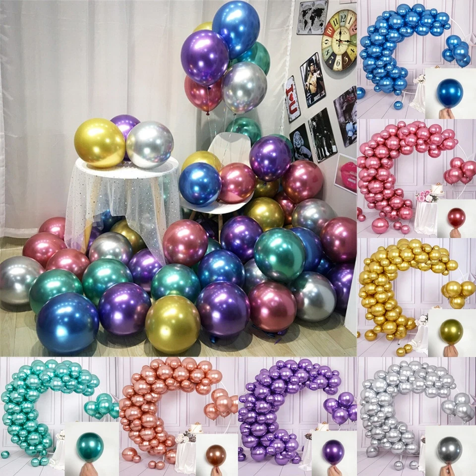 PANNU DESIGN 50X CHROME BALLOONS Latex Helium BALLONS Quality WEDDING Birthday Party Decor