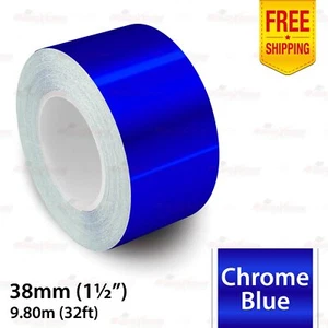 1.5" 38mm PinStriping Pin Stripe Tape Styling Decal Vinyl Sticker CHROME BLUE - Picture 1 of 13