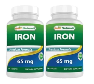 2 Pack Best Naturals Iron Supplement - 65 mg 240 Tablets - Picture 1 of 3