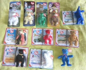 New Big (11) LOT Ty Teenie BEANIES International Legends Bears Goody Favors Vtg - Picture 1 of 2
