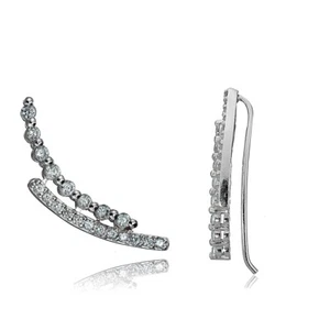 Sterling Silver Cubic Zirconia Three Stone Dangle or Drop Earrings - Picture 1 of 4