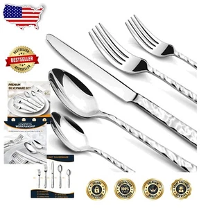 Stain Resistant Kitchen Silverware Set - 60-Pieces for Elegant Dining Experience - Picture 1 of 11