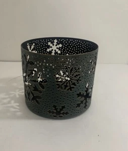 Bath & Body Works Kerzenhalter hält 3 Docht 14,5 Oz. Schneeflocken Patina - Bild 1 von 5