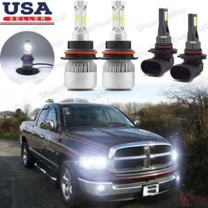For 2003 2004 05 Dodge Ram 1500 2500 3500 4X 6000K LED Headlight+FOG Light Bulbs - Picture 1 of 12