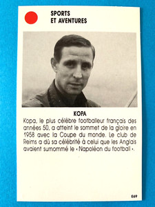 1958 WORLD STAR RAYMOND KOPA FOOTBALL RARE ROOKIE CARD FRENCH EDITION 1987