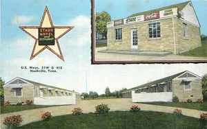 NASHVILLE, TENNESSEE - STARR ROADSIDE MOTEL - COCA COLA - SPLIT VIEW POSTCARD - Imagen 1 de 2