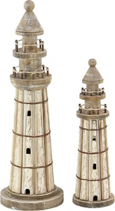 Brimfield & May Scultura Casa Costa Luce in Legno Marrone Set di 2 20, 14 H - Foto 1 di 3