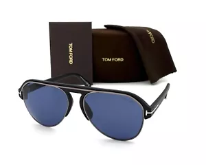 Tom Ford MARSHALL FT0929 02V Matte Black / Blue 58mm Sunglasses - Picture 1 of 4