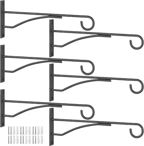 8 Plant Hangers 6 Pack Hanging Plant Bracket for Wall Fence Porch Outdoor Black - Picture 1 of 7