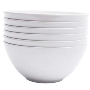 6-Pack Melamine Cereal Bowls 28oz White Dinnerware Soup Bowls Set - Picture 1 of 7