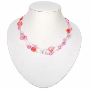 16-18" 3 Strand Pink Pearl, Mother of Pearl & Crystal Necklace - Picture 1 of 3