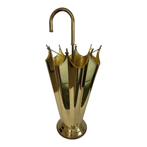 Mid 20th Century Brass Inverted Shaped Umbrella Stand or Cane Holder Cover