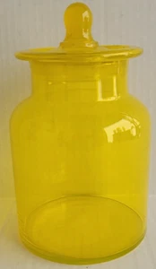 VINTAGE 8 1/2" MID CENTURY GELB APOTHEKERGEFÄSS URAN KNAUF TOP 7 TASSEN - Bild 1 von 8