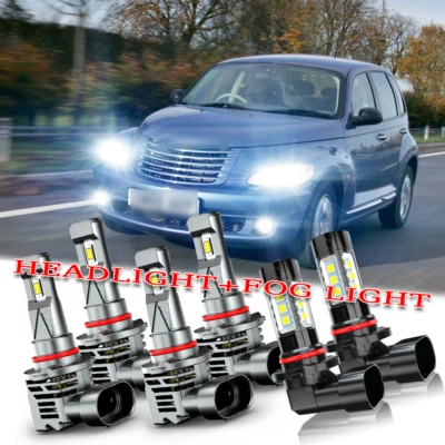 适用于克莱斯勒 PT Cruiser 2006 - 2010 6X LED 车头灯高低光束 + 雾灯 — 第 1/4 张图片