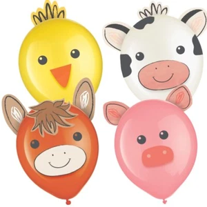 Barnyard Animals 12-inch Latex Balloon Decorating Kit 6 Per Pack Paper Add On's - Picture 1 of 1