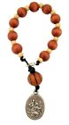 Decade Wood Rosary with Saint Sebastian Medal Bag Clip for Basketball Athlete