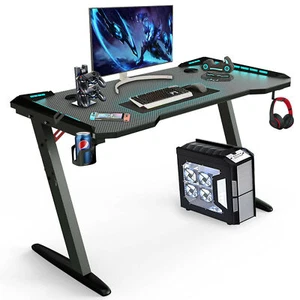 140cm LED RGB Gaming Desk Schreibtisch Gamer PC Tisch Computertisch für Gamer - Bild 1 von 10