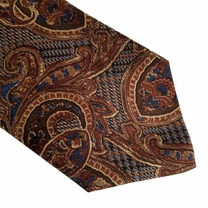 Stafford All Silk Paisley Tie Brown Copper Blue Old Money Preppy Classic Mens - Picture 1 of 5